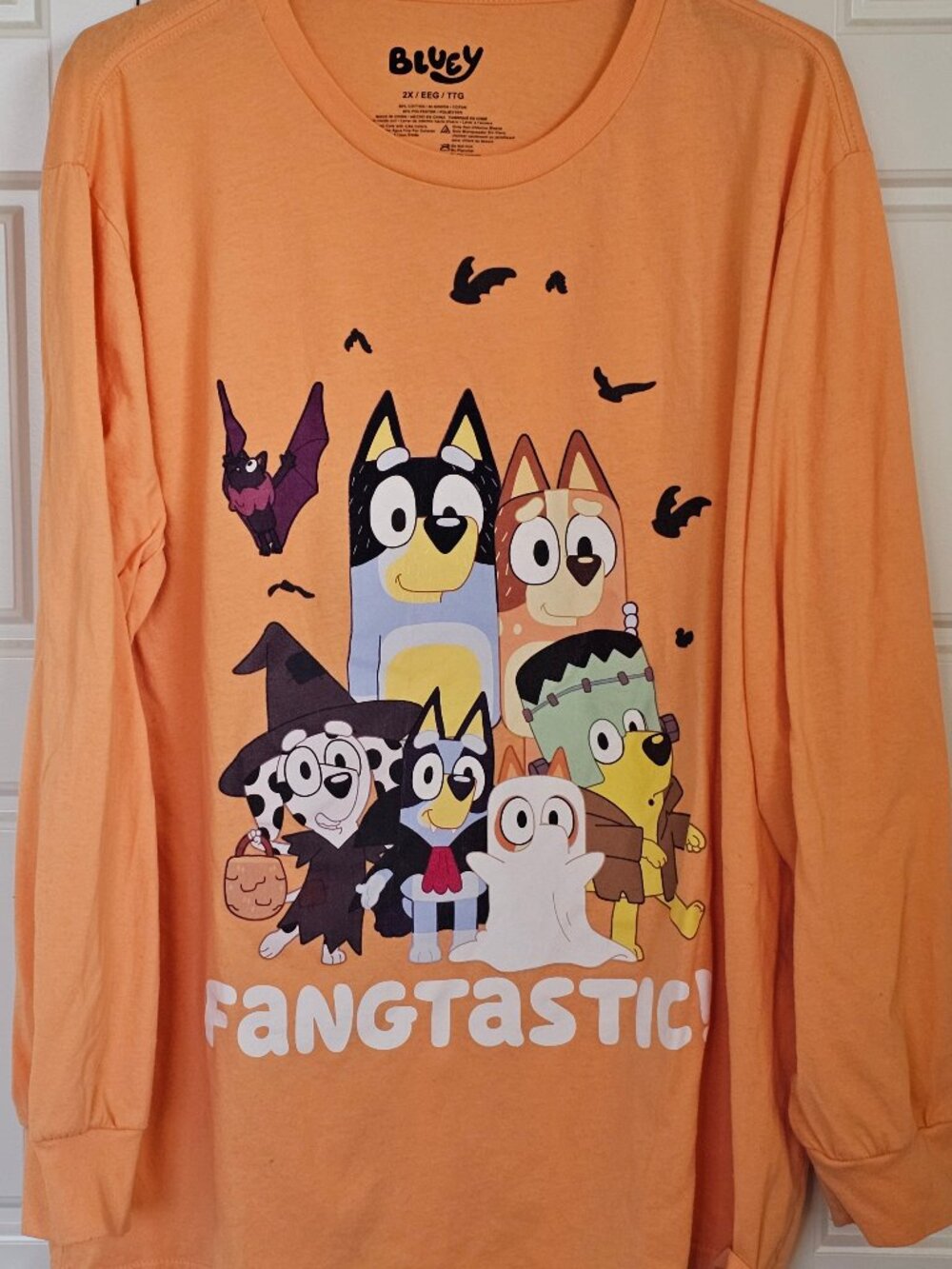 Bluey Fangtastic Halloween Long Sleeve Graphic Shirt Adult 2X Orange
